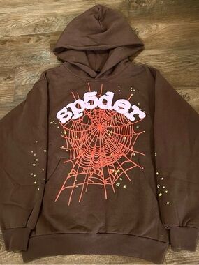 Spider Worldwide Web Brown Hoodie | Size Small
